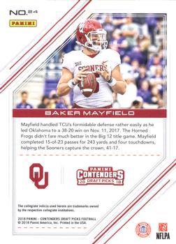 2018 Panini Contenders Draft Picks - Game Day Ticket #24 Baker Mayfield Back