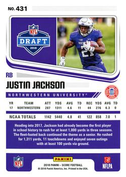 2018 Score - Gold #431 Justin Jackson Back