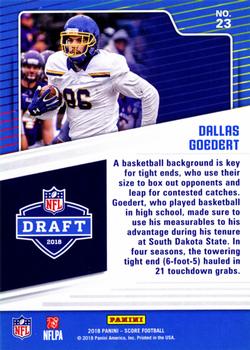 2018 Score - NFL Draft Gold #23 Dallas Goedert Back