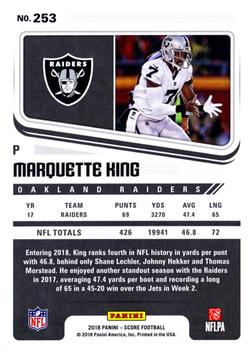 2018 Score - Red #253 Marquette King Back