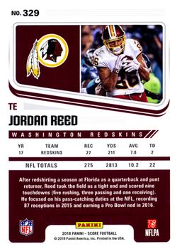 2018 Score - Red Zone #329 Jordan Reed Back