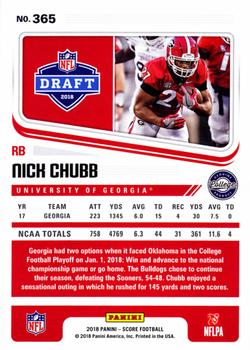 2018 Score - Scorecard #365 Nick Chubb Back