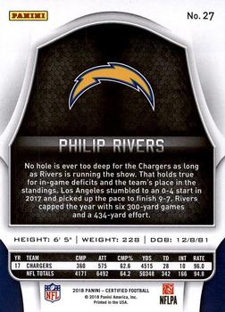 2018 Panini Certified #27 Philip Rivers Back