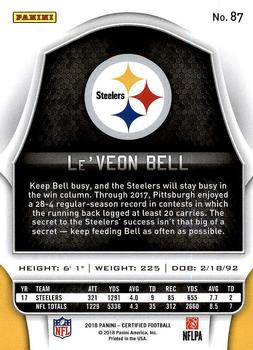 2018 Panini Certified #87 Le'Veon Bell Back
