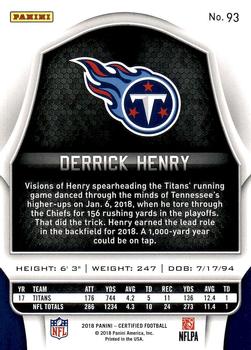 2018 Panini Certified #93 Derrick Henry Back