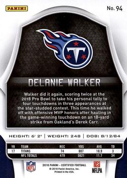 2018 Panini Certified #94 Delanie Walker Back