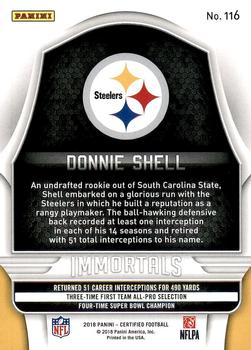 2018 Panini Certified #116 Donnie Shell Back