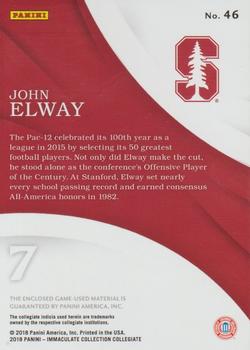 2018 Panini Immaculate Collection Collegiate #46 John Elway Back