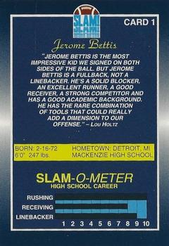 1993 Slam Jerome Bettis - Autographs #1AU Jerome Bettis Back