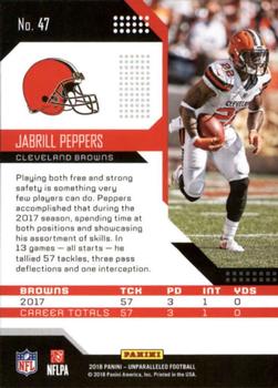 2018 Panini Unparalleled #47 Jabrill Peppers Back