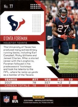 2018 Panini Unparalleled #77 D'Onta Foreman Back