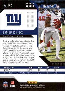 2018 Panini Unparalleled #142 Landon Collins Back