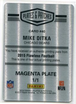 2016 Panini Plates & Patches - 2015 Flawless Printing Plates Magenta #40 Mike Ditka Back