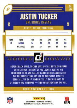2018 Donruss #26 Justin Tucker Back