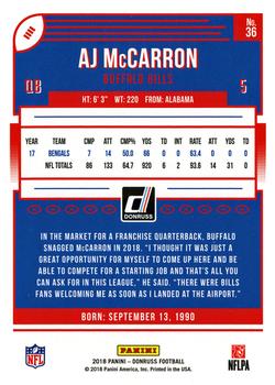 2018 Donruss #36 AJ McCarron Back