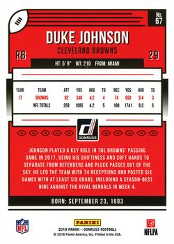 2018 Donruss #67 Duke Johnson Back