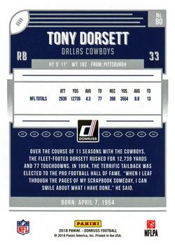 2018 Donruss #80 Tony Dorsett Back