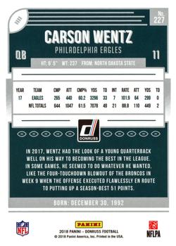 2018 Donruss #227 Carson Wentz Back