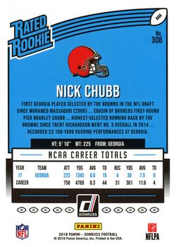 2018 Donruss #308 Nick Chubb Back