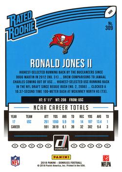 2018 Donruss #309 Ronald Jones II Back