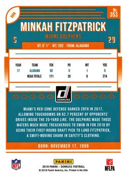 2018 Donruss #353 Minkah Fitzpatrick Back
