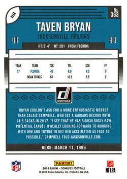 2018 Donruss #363 Taven Bryan Back