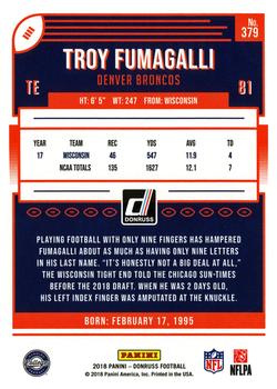 2018 Donruss #379 Troy Fumagalli Back
