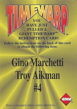 1996 Collector's Edge - Giant TimeWarp Redemptions #4 Gino Marchetti / Troy Aikman Front