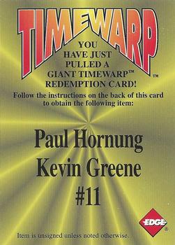 1996 Collector's Edge - Giant TimeWarp Redemptions #11 Paul Hornung / Kevin Greene Front