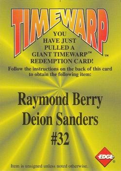1996 Collector's Edge - Giant TimeWarp Redemptions #32 Raymond Berry / Deion Sanders Front