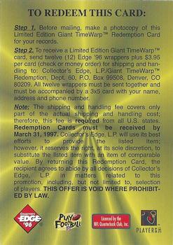 1996 Collector's Edge - Giant TimeWarp Redemptions #37 Ted Hendricks / Dan Marino Back