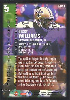 2000 Collector's Edge T3 - Edge Quest Preview Gold #EQ11 Ricky Williams Back