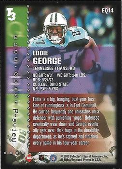2000 Collector's Edge T3 - Edge Quest Preview Silver #EQ14 Eddie George Back