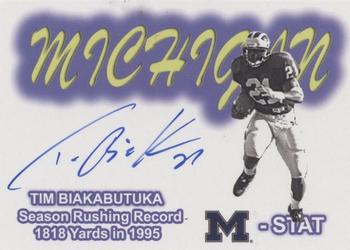 2002 TK Legacy Michigan Wolverines - M-Stat Autographs #ST4 Tim Biakabutuka Front