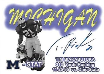 2002 TK Legacy Michigan Wolverines - M-Stat Autographs #ST5 Tim Biakabutuka Front