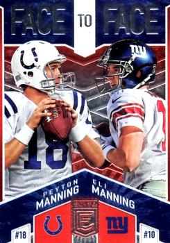 2018 Donruss Elite - Face to Face Red #F2F-12 Peyton Manning / Eli Manning Front