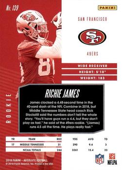 2018 Panini Absolute #139 Richie James Back