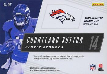 2018 Panini Absolute #162 Courtland Sutton Back