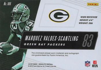 2018 Panini Absolute #186 Marquez Valdes-Scantling Back