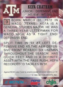 1992 Texas A&M Aggies #9 Kefa Chatham Back