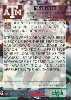 1992 Texas A&M Aggies #26 Kent Petty Back