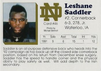 1992 Notre Dame Fighting Irish #46 LeShane Saddler Back