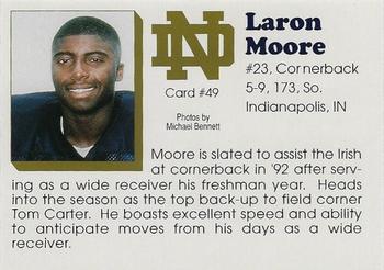 1992 Notre Dame Fighting Irish #49 LaRon Moore Back