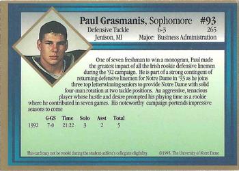 1993 Notre Dame Fighting Irish #NNO Paul Grasmanis Back