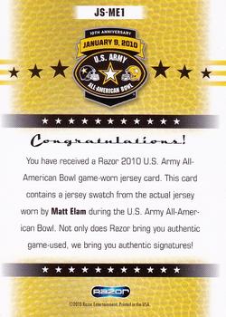 2010 Razor US Army All-American Bowl - Game-Worn Jerseys #JS-ME1 Matt Elam Back