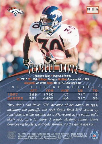 1998-99 Finest Pro Bowl Jumbos #10 Terrell Davis Back