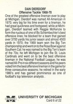 1989 Michigan Wolverines All-Time Team #6 Dan Dierdorf Back