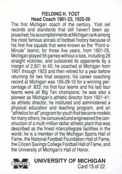 1989 Michigan Wolverines All-Time Team #15 Fielding H. Yost Back