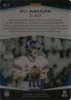 2018 Panini Elements - Mettle Moments Vertical Copper #3 Eli Manning Back