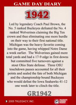 2004-09 TK Legacy Ohio State Buckeyes - Game Day Diary - The Rivalry Ohio State #GR1942 39th Meeting Back